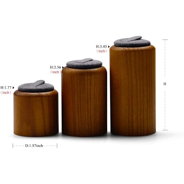3-pack ringhållare i massivt trä, elegant ringförvaring, displayhållare för sovrum, butiker och smyckesmontrar