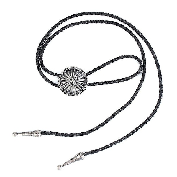 2x Antik Daisy Metal Vedhæng Læder Bolo Tie Halskæde Slips Cowboy Dans