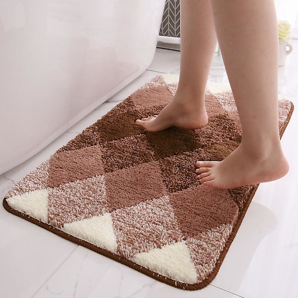 Bade Måtte Skridsikker Absorberende Brusebad Badeværelse Tæppe Flocking Maroon 50*80cm