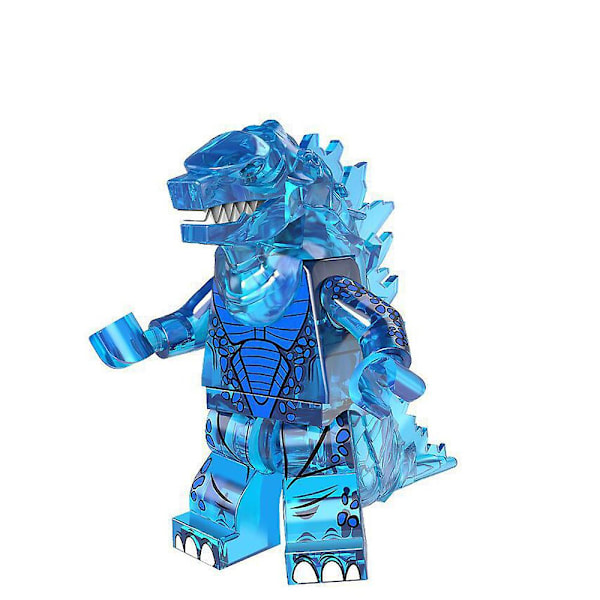 8 kpl Mini Godzilla -sarjan kokoonpantavissa olevia rakennuspalikkahahmoja, mekaaninen jää- ja laavagodzilla