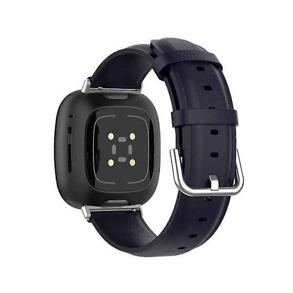 Læder Urrem Til Fitbit Versa 3 / Sense Navy Blue