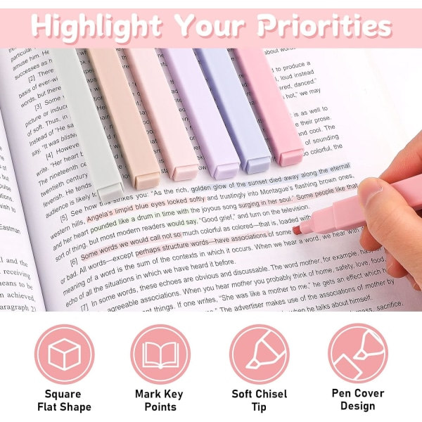 Pastel Highlighter Penne, 12 Morandi Farve Highlighter Penne, Bløde Mejselspids Bibel Highlighter Penne, Notesbøger, Skolekontorartikler.