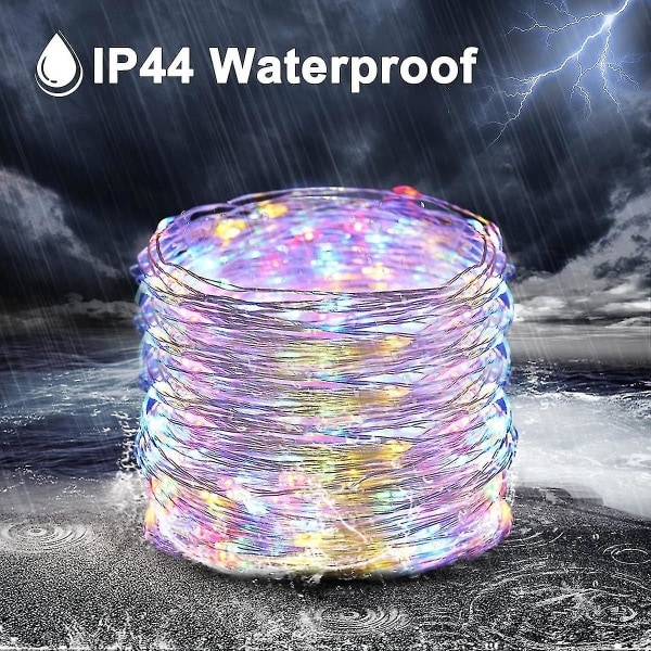Solcelled Feelysslysr, Utendørs Vanntette, 105ft 300 LED, 8 Mønstrede Kobbertråder for Trehage Juler Terrassefestdekorasjoner (Flerfarget)