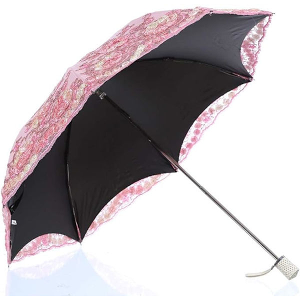 Sammenfoldelig UV-parasol Sne/Regn/Sol Paraply Broderi Bryllupsparaply