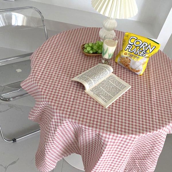 Rutiga bordsduk dammtät linne bomull bordsduk bakgrundstyg för kontor sovsal heminredning rosa 100 x 150 cm / 39,4 x 59,1 tum