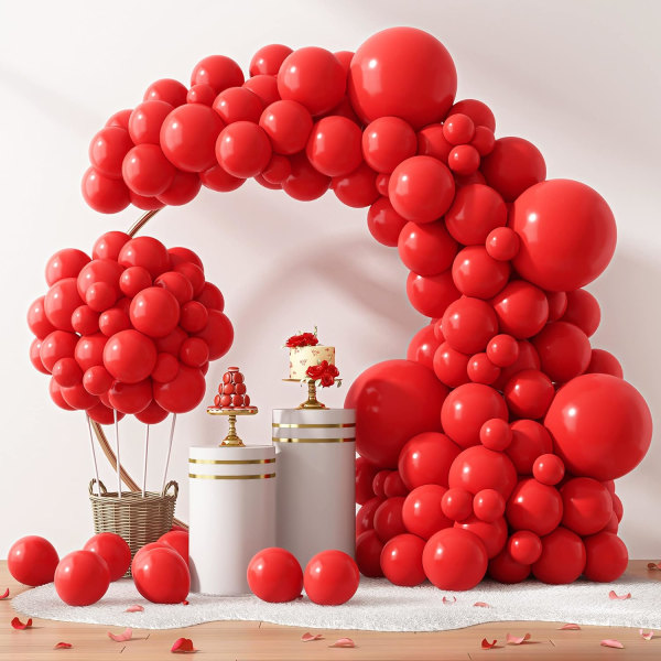 129 deler lateksballonger forskjellige størrelser 45,72 30,48 cm festballongsett egnet for bursdagsfest avslutning bryllup bryllup ferie Red