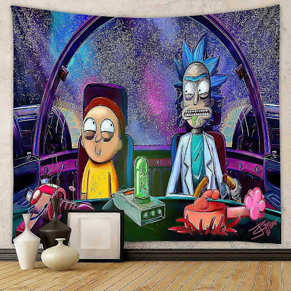 Rick And Morty Tema Gobelin Soveværelse Vægophæng Gobeliner Dekoration B 150*200CM