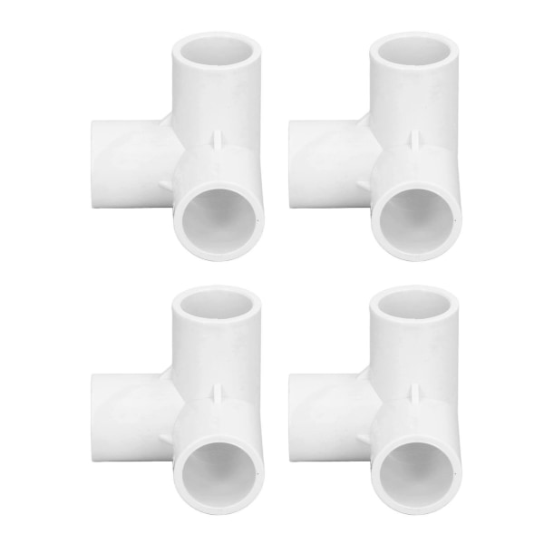3-suuntainen PVC-muovinen suorakulmainen T-kulmaliitin, 20 mm:n sisähalkaisija - 10 kpl pakkaus, valkoinen