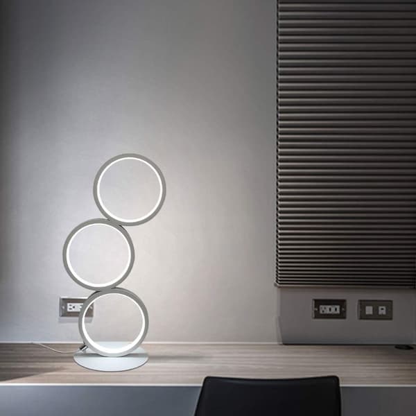 LED Skrivebordslampe Dimbar Moderne Nattbordslampe Hvit Ring