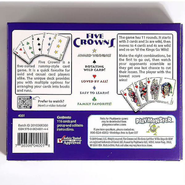 Five Crowns Kortspil Klassisk Familiefest Rummy Style Spil Interaktive Spil Engelsk Version Gratis Forsendelse