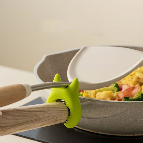 Sked Rest til Madlavning, Skridsikker Skeholder Komfurarrangør, Wok Spatelholder Silikone Justerbar Køkkenredskabs Hvile til Gryde Kog Over Spild Red 1pc