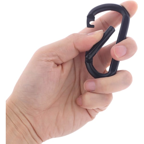 Svart fjærspenne karabinkrok klips heavy duty 3 tommers D-form stål klips lenke spenne M8x80mm 4stk