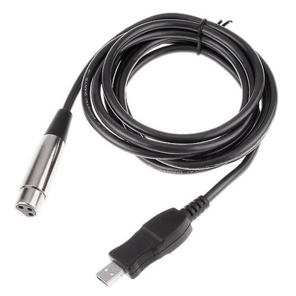 3m USB-stik til XLR-stik mikrofon USB mikrofonforbindelseskabel Ny [DB] sort