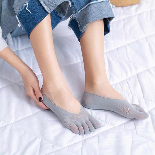 Par kvinder tåstrømper Sommer tynde femtå sokker Hjemmesko Dame Dame usynlighed sokker med gel fane