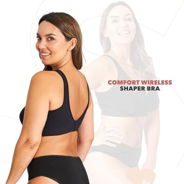 Sømløs sports-BH for kvinner, komfortable trådløse trenings- og yogabher, sove-BH for jenter, ultra tynne full cup crop topper shapewear stretchbare bher Black L