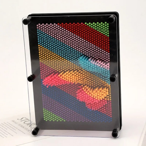 3D Pin Art Board Leksak Sensorisk Regnbåge Handavtryck Variabel Pin Målning Dekompression Gåva Kreativitet Konst Sensoriska Leksaker Skulptur Large Black