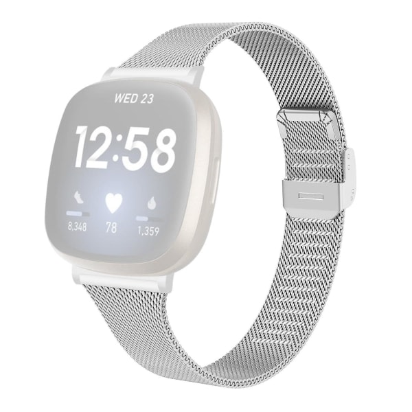 For Fitbit Versa 4/Sense 2-klokke i rustfritt stål Milanese Smart Band Watch-erstatning