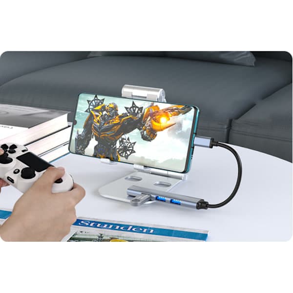 USB-hub, USB-C med 4 USB-porter, 5 Gbps