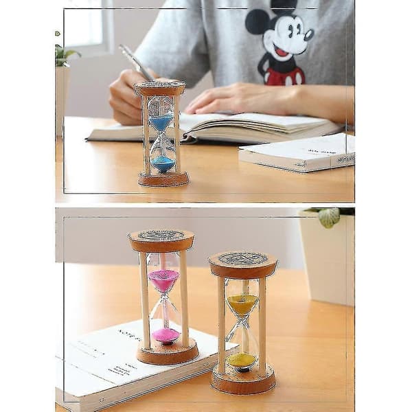 3 Minutters Timeglas Sand Timer - Rundt Glas Træ Sandur