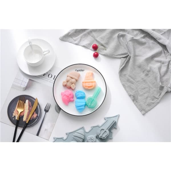 Silikonkakeform med 7 hull Halloween-design Spøkelsesdag