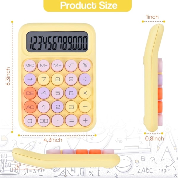 Mekanisk tryckknappsräknare, stora knappar lätta att trycka på, färgglad godisräknare, automatisk sömn, med batteri (gul)