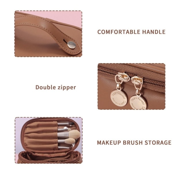 Makeup taske Flere rum BRUN Brun Brown