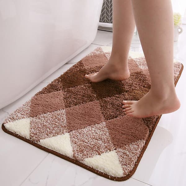 Baderomsmatte Sklisikker Absorberende Dusj Baderomsteppe Flocking Maroon 40*60cm