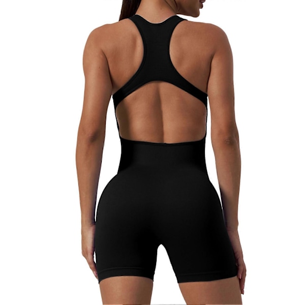 Personlig Slimmande Jumpsuit Shorts Andningsbara Snabbtorkande Shorts för Träning Cykling Black L