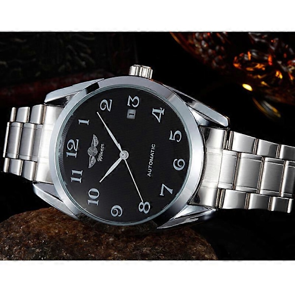 Mænd Automatisk Mekanisk Armbåndsur Rustfrit Stål Dagskalender Business Ur Klokke Mode Design A1
