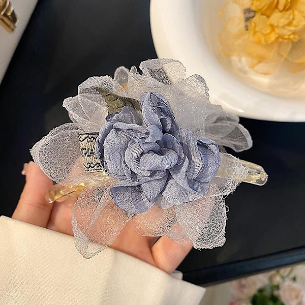 Blomster Hårklemme med Simuleret Blomsterdekoration Akryl Opsat Hårkæbe Elegant Brusebad Hårklemmer