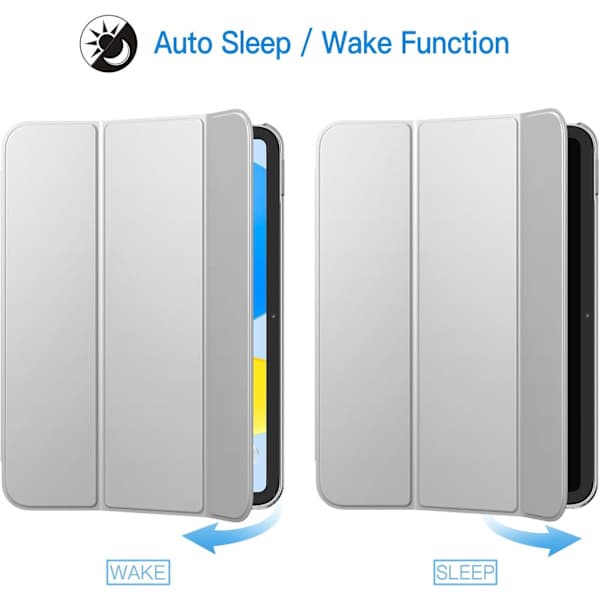 Etui for iPad (A16) 11./10. generasjon (2025/2022), Slim Stand Hard Back Case Auto Wake/Sleep Function (Sølv) Sølv Silver