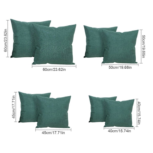 Putevar i lin-look for hjemmet, dekorative, til sofa, soverom, bil, med glidelås Green 50*50cm