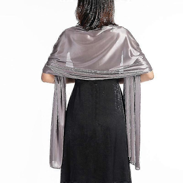 Dam Silke Satin Lång Sjal Omlott Lätt Solid Aftonklänning Bröllopssjal purple