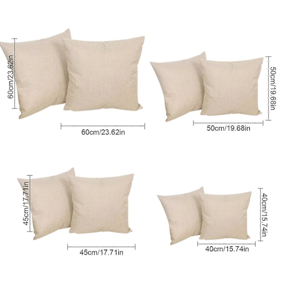 Putevar i lin-look for hjemmet, dekorative, til sofa, soverom, bil, med glidelås Khaki 45*45cm