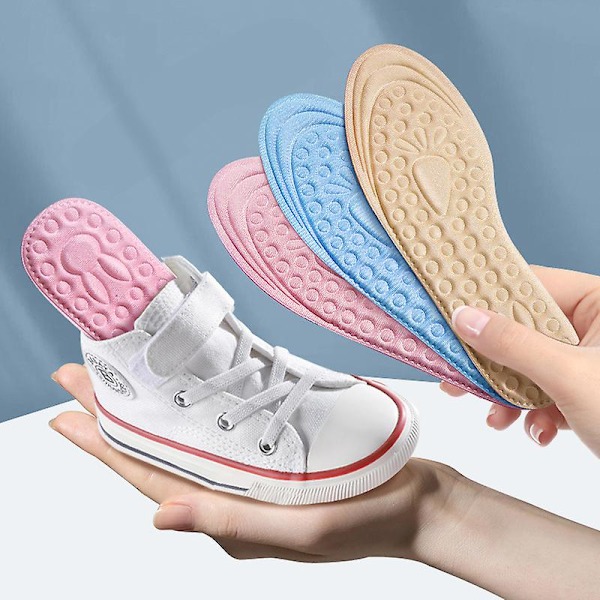 2 par Barn Memory Foam Inlägg Sportstöd Löpning Insats Deodorant Andningsbar Kudde För Fötter Pojke Flicka Sneakers Sulor Pads Beige 20-24 170mm