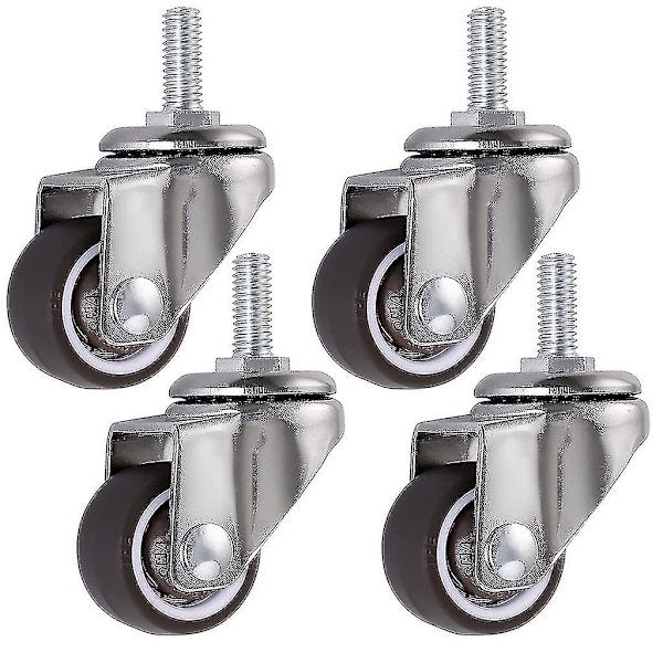 4 kpl Kääntyviä Pyöriä, 25mm Varsi Huonekalupyörät M615, Kumiset Kääntyvät Pyörät, Kärryihin, Vaunuihin, Pinnasänkyyn, Kaappiin, Pöytään, Kuormaukseen