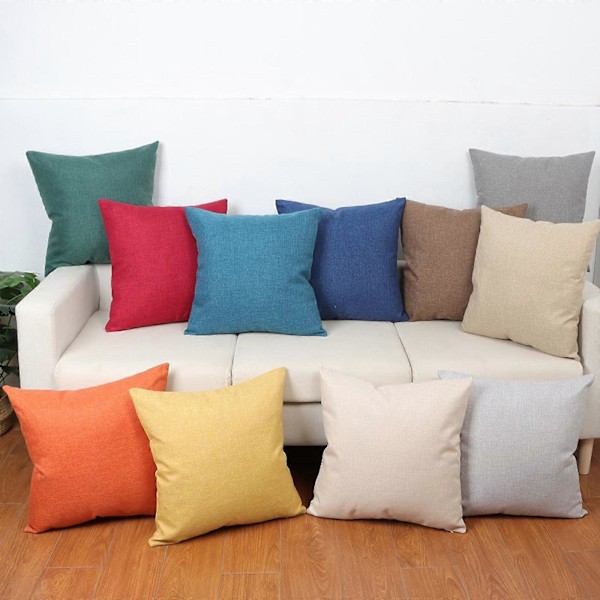 Putevar i lin-look for hjemmet, dekorative, til sofa, soverom, bil, med glidelås Khaki 50*50cm