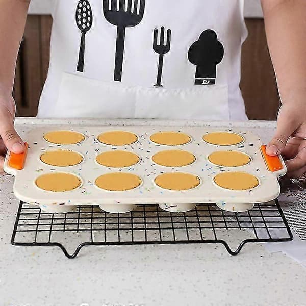Non-stick silikon muffinsbrett - 12-kopps bakeform for kaker og brownies