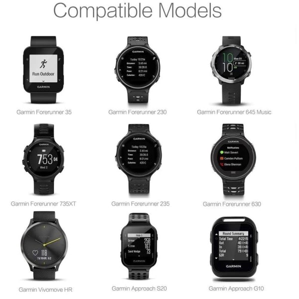 Latauslaite Garmin Forerunner 235/645, 735XT, Vivomove, Approach Black