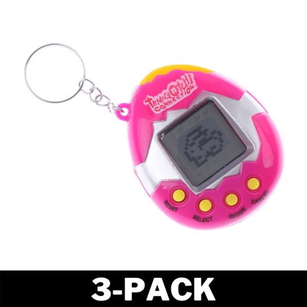 Tamagotchi - Retro Elektronisk Kjæledyr - Rosa 3-pakning