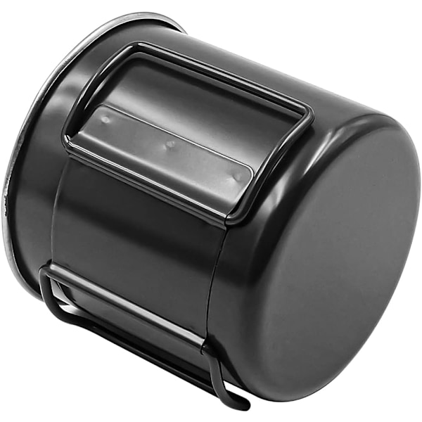 Set med 2 hopfällbara koppar 330 ml 304 rostfritt stål kaffe te vattenkopp för utomhusvandring matlagning camping pot öppen eld (svart)
