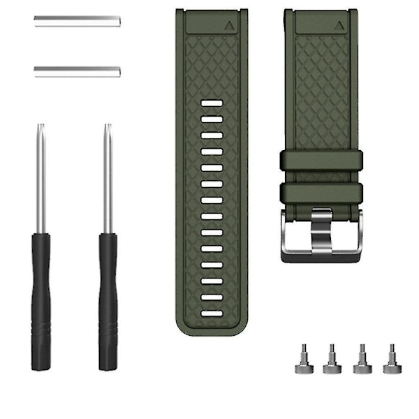 Garmin Fenix/fenix 2 Armband Easy Fit 26mm Bred Mjuk Silikonrem, Armég Grön