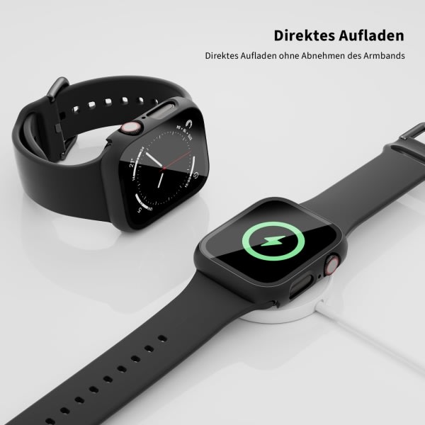 3 stk skjermbeskytter kompatibel med Apple Watch Series 6/5/4/SE med herdet glass, støtsikkert deksel for iWatch 44mm Black and clear and starlight