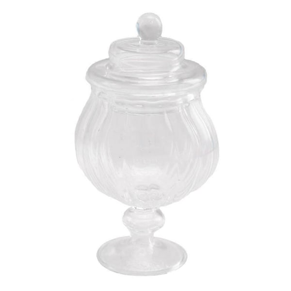 Liten Glasburk med Lock Transparent Glasburk 1/12 Skala Tillbehör för Heminredning
