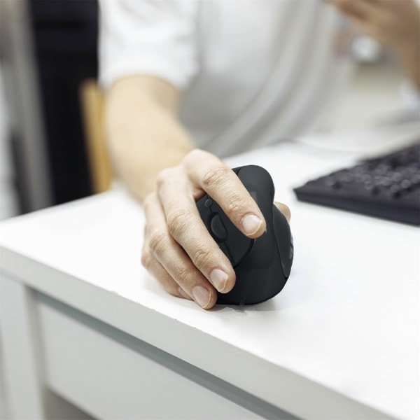 Trådløs datamus med vertikal og ergonomisk grep - Svart