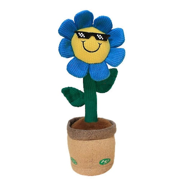 Sähköinen tanssiva auringonkukka-pehmolelu laulava kiertävä pupu-pehmolelu Blue Sunflower With Bluetooth