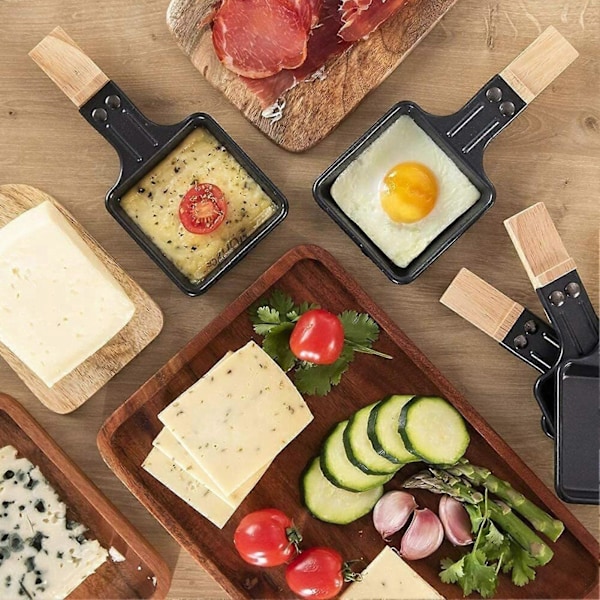 Ickefastklibbiga Raclette-pannor | Pack med 1 till 12 | Mini Kvadratisk Raclette | Kompatibel med Tefal Raclette-maskin | Ergonomisk Design och Lätt att Rengöra 4pcs