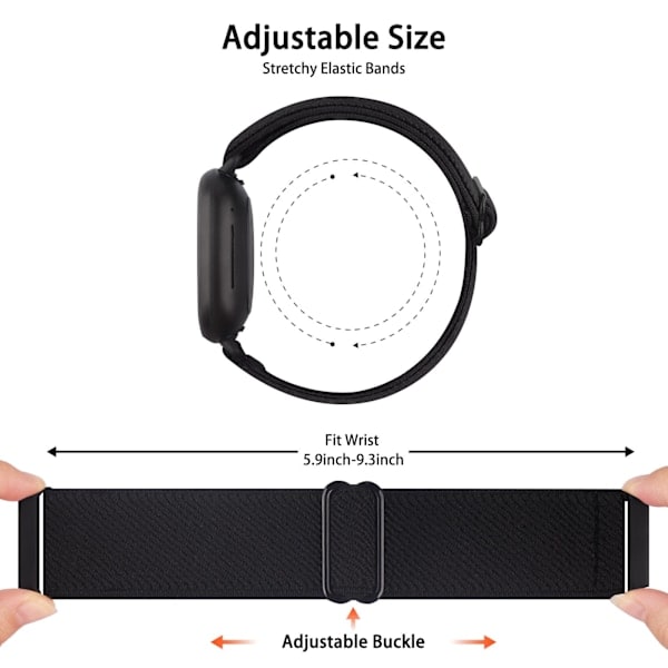 Elastisk Vævet Loop-Rem Til Fitbit Versa 3 2 Versa Lite Rem Justerbar Nylon Sport Urrem Til Fitbit Sense Rem grey For Fitbit sense