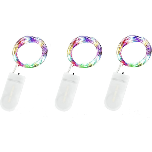 LED-keijuketjut paristokäyttöiset, 3 pakkausta 2M 20 LED mikrolankakeijuketjut makuuhuoneen purkkeihin laseihin hääjuhliin Multicolour 3pcs