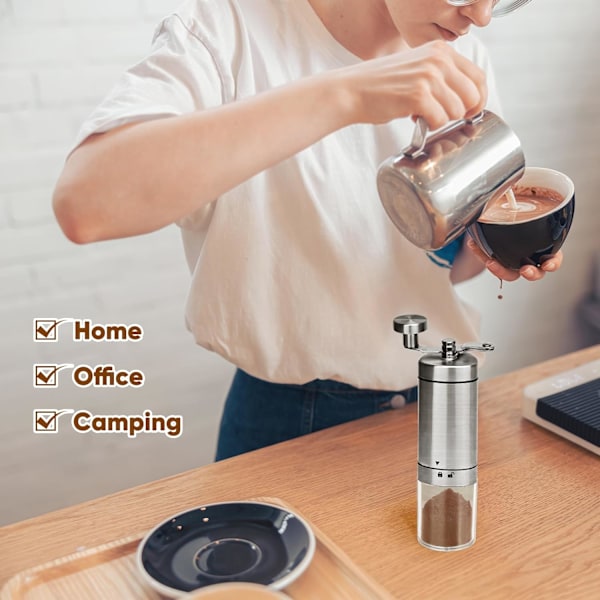 Kaffe Kvern Manuell Hånd Kaffe Kvern， Mini Kaffe Hånd Kvern Bærbar med Justerbar Kvern Størrelse for Hjem Reise Kontor